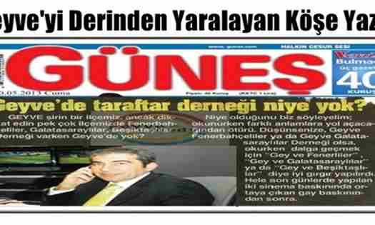 Geyve’yi Derinden Yaralayan Köşe yazısı