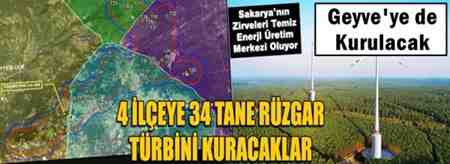 Geyve’ye 7 Adet Rüzgar Türbini Kurulacak..
