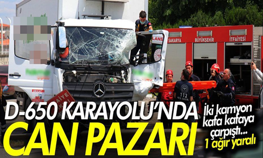 Adapazarı Geyve yolunda iki kamyon kafa kafaya çarpıştı!