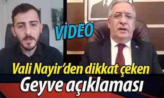 Vali Nayir’den Geyve’yle ilgili dikkat çeken açıklama !