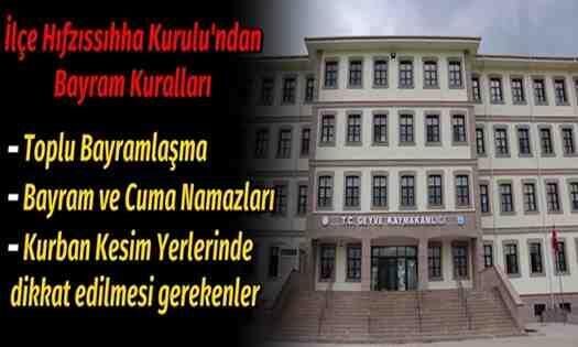 Geyve’de Kurban Bayramı İlçe Hıfzıssıhha Kurulu Kararları..