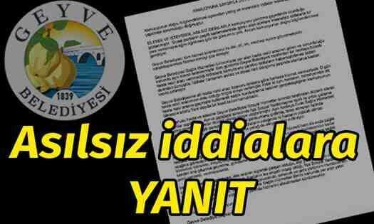 Geyve Belediyesi’nden : Asılsız İddialara Yanıt..