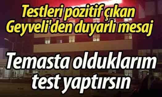 Testleri pozitif çıkan Geyveli’den duyarlı paylaşım