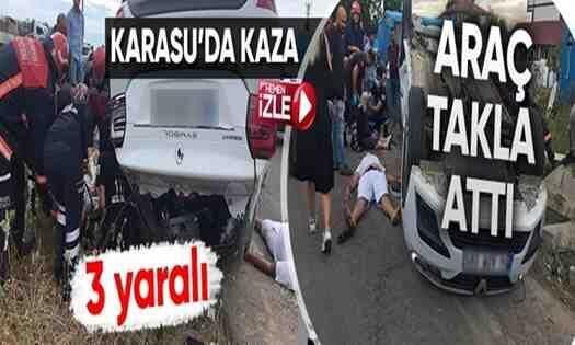 Araç takla attı: 3 yaralı