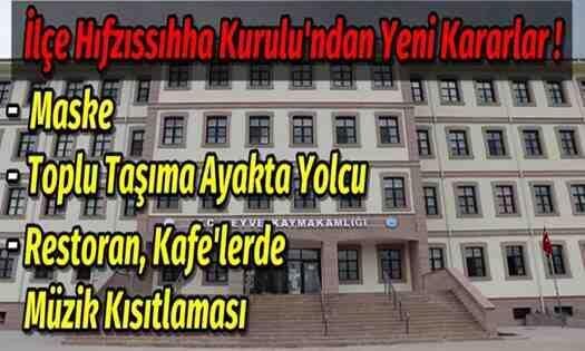 Geyve İlçe Hıfzıssıhha Kurulu’ndan Yeni Kararlar !