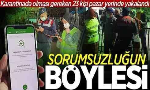 Karantinada olması gereken 23 kişi pazar yerinde yakalandı