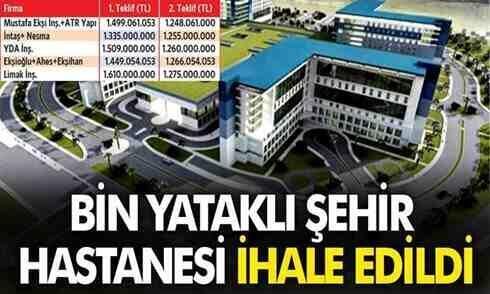 Sakarya’ya yapılacak olan bin yataklı şehir hastanesi ihale edildi!