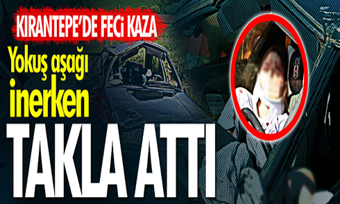 Yokuş aşağı inerken frenleri boşalan araç takla attı : 2 yaralı