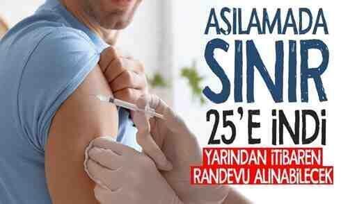 Aşılama 25 yaşa indi