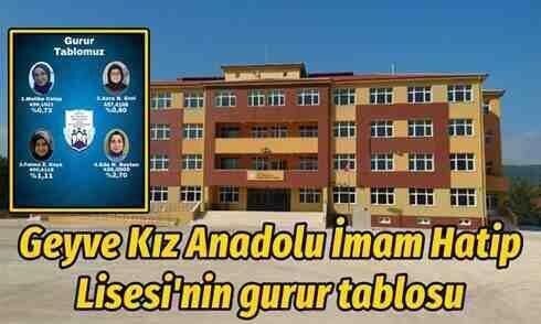 Geyve Kız Anadolu İmam Hatip Lisesi’nin gurur tablosu