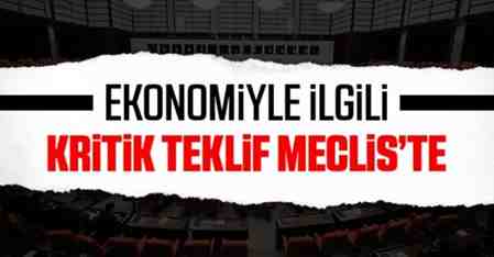 Ekonomi ile ilgili kritik teklif Meclis’e sunuldu