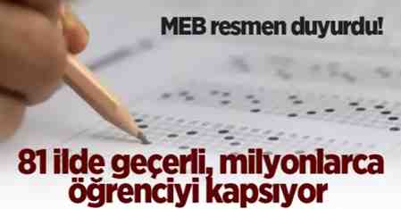 MEB resmen duyurdu! 81 ilde geçerli, milyonlarca öğrenciyi kapsıyor