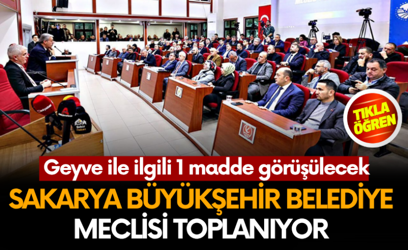 Büyükşehir Belediye Meclisi toplanıyor : Geyve ile ilgili 1 madde görüşülecek