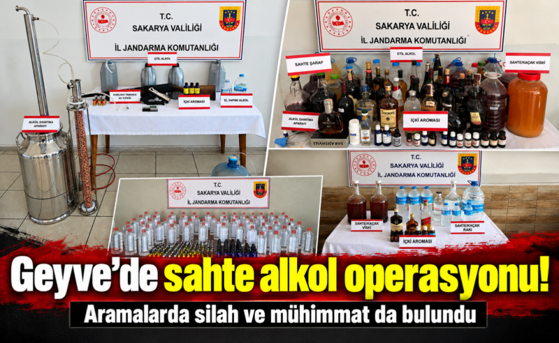 Jandarma’dan operasyon! Geyve’de sahte alkol imalatı..