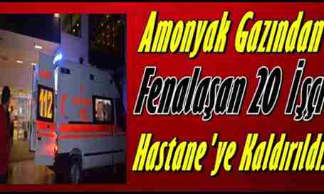 Amonyak Gazından Fenalaşan 20 işçi Hastaneye kaldırıldı